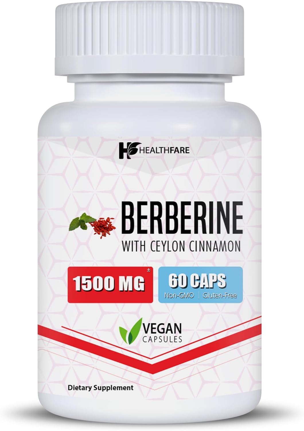 1500mg Berberine Supplement with Ceylon Cinnamon Capsules - Non-GMO & Gluten-Free - Made in USA - 2-Month Supply