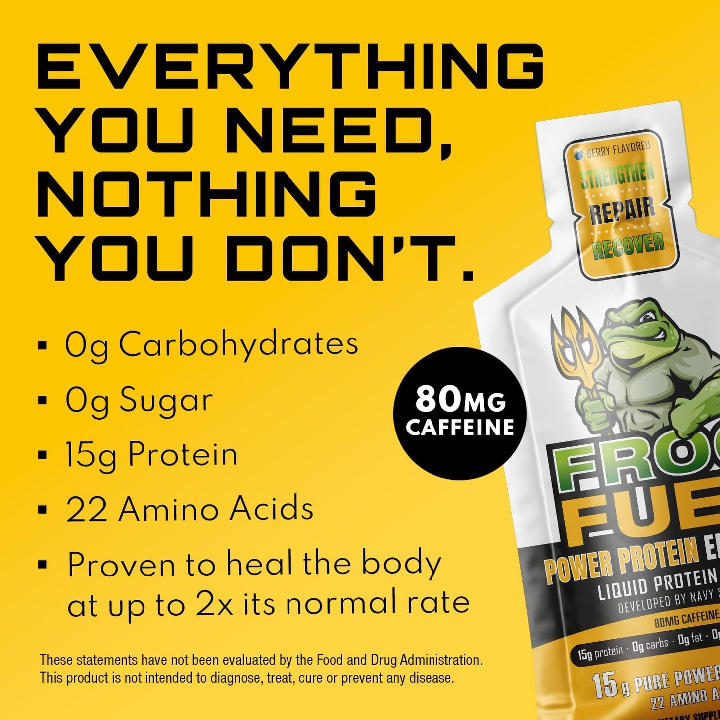 1500mg Beta Alanine Pre Workout Shot & 15g Protein Collagen Bundle - Energized Power for Pre & Post Workout, 1.2 oz Packets, 48 Pack