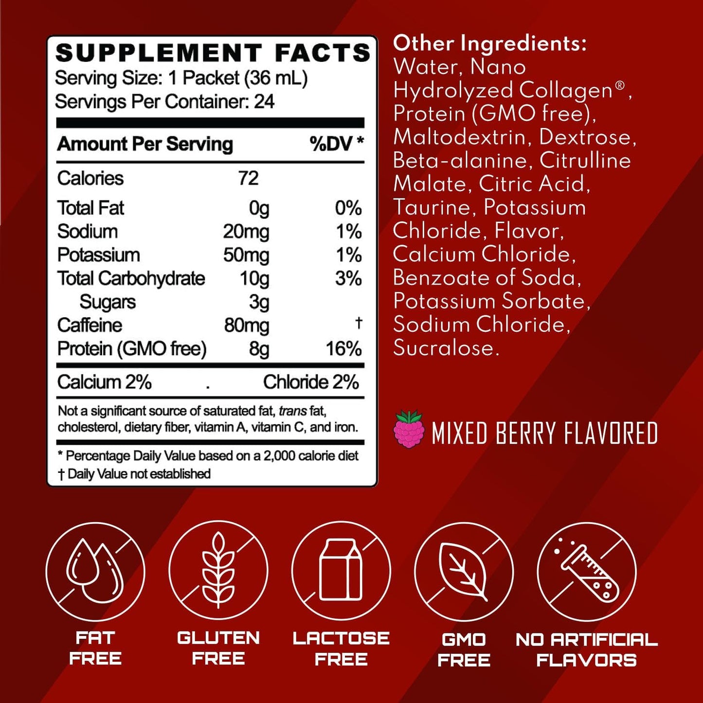 1500mg Beta Alanine Pre Workout Shot & 15g Protein Collagen Bundle - Energized Power for Pre & Post Workout, 1.2 oz Packets, 48 Pack