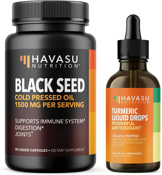 1500mg Black Seed Oil & Turmeric Liquid Drops for Joint, Digestive & Immune Support