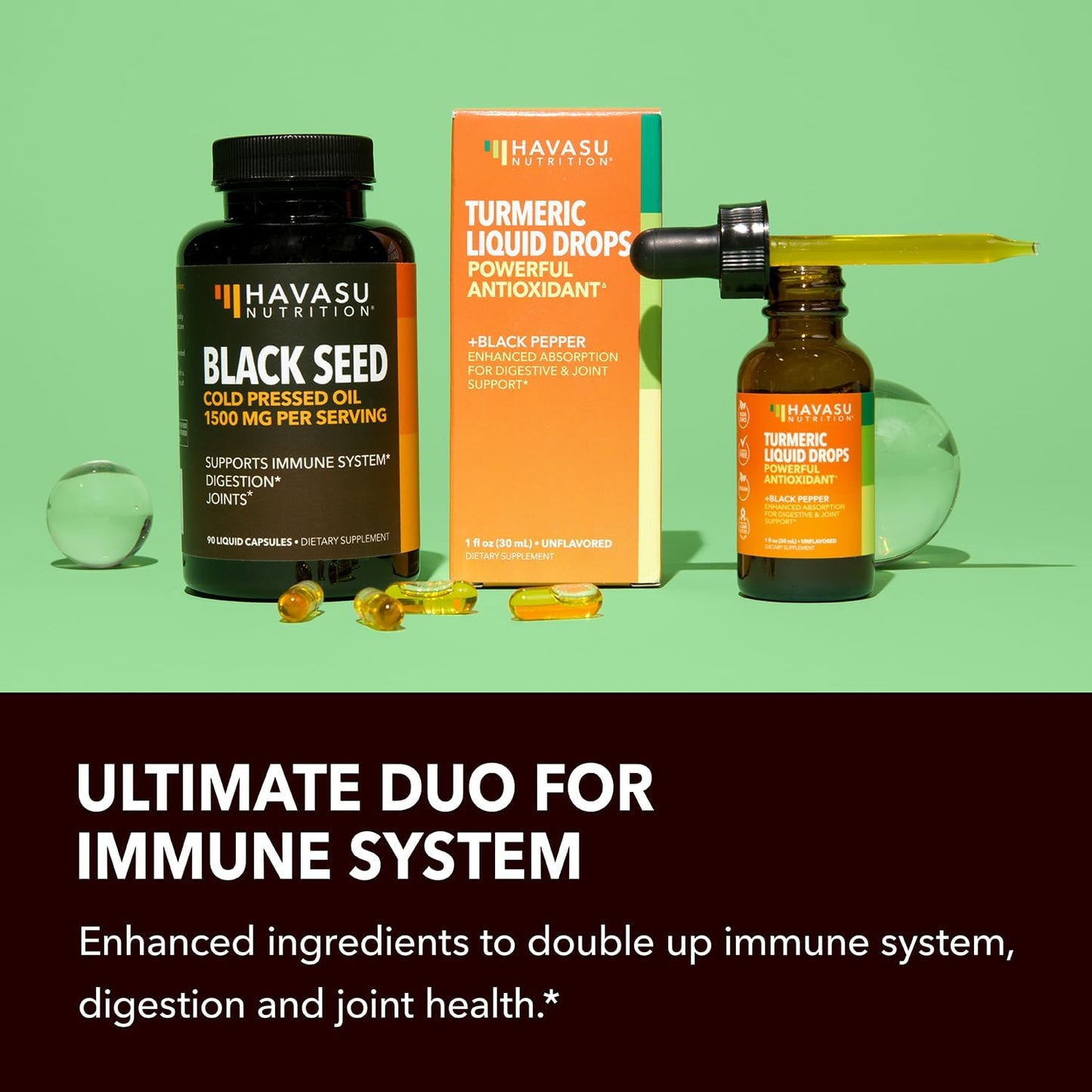 1500mg Black Seed Oil & Turmeric Liquid Drops for Joint, Digestive & Immune Support