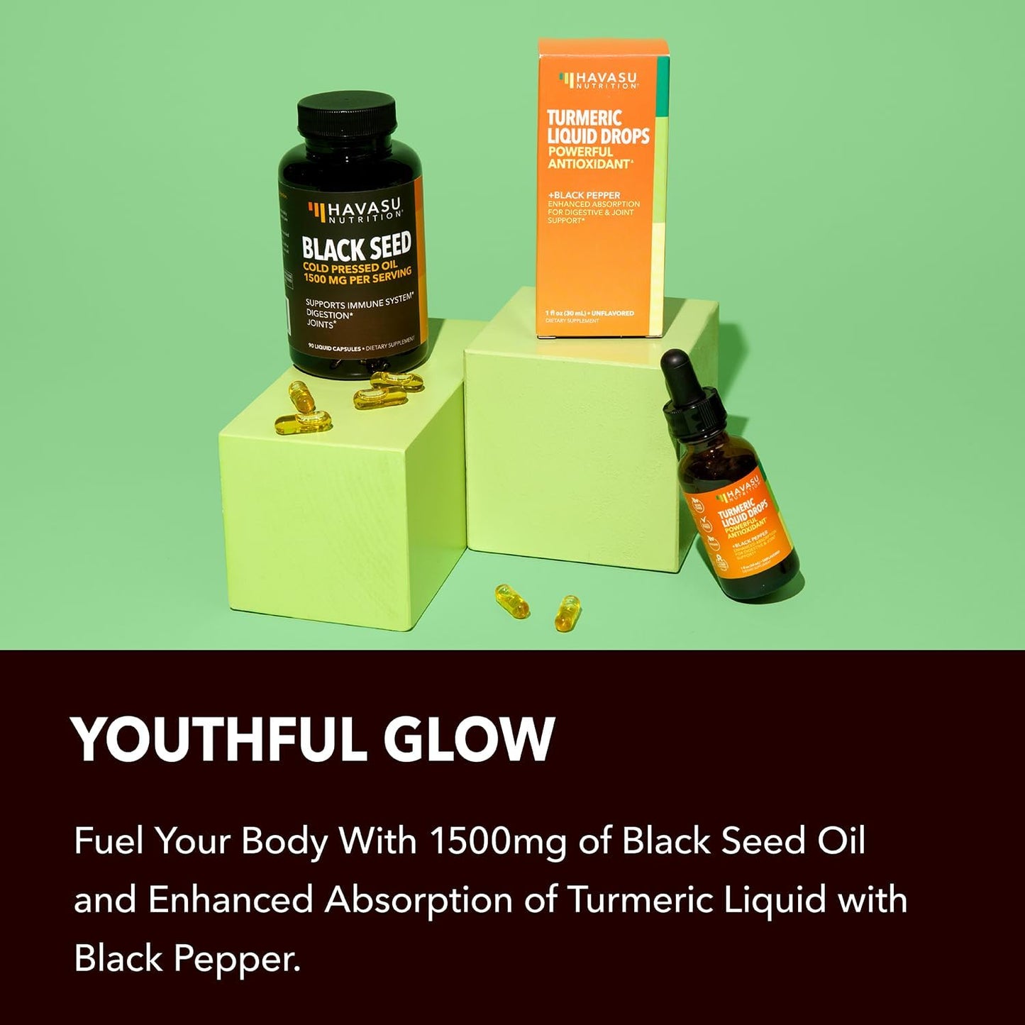 1500mg Black Seed Oil & Turmeric Liquid Drops for Joint, Digestive & Immune Support