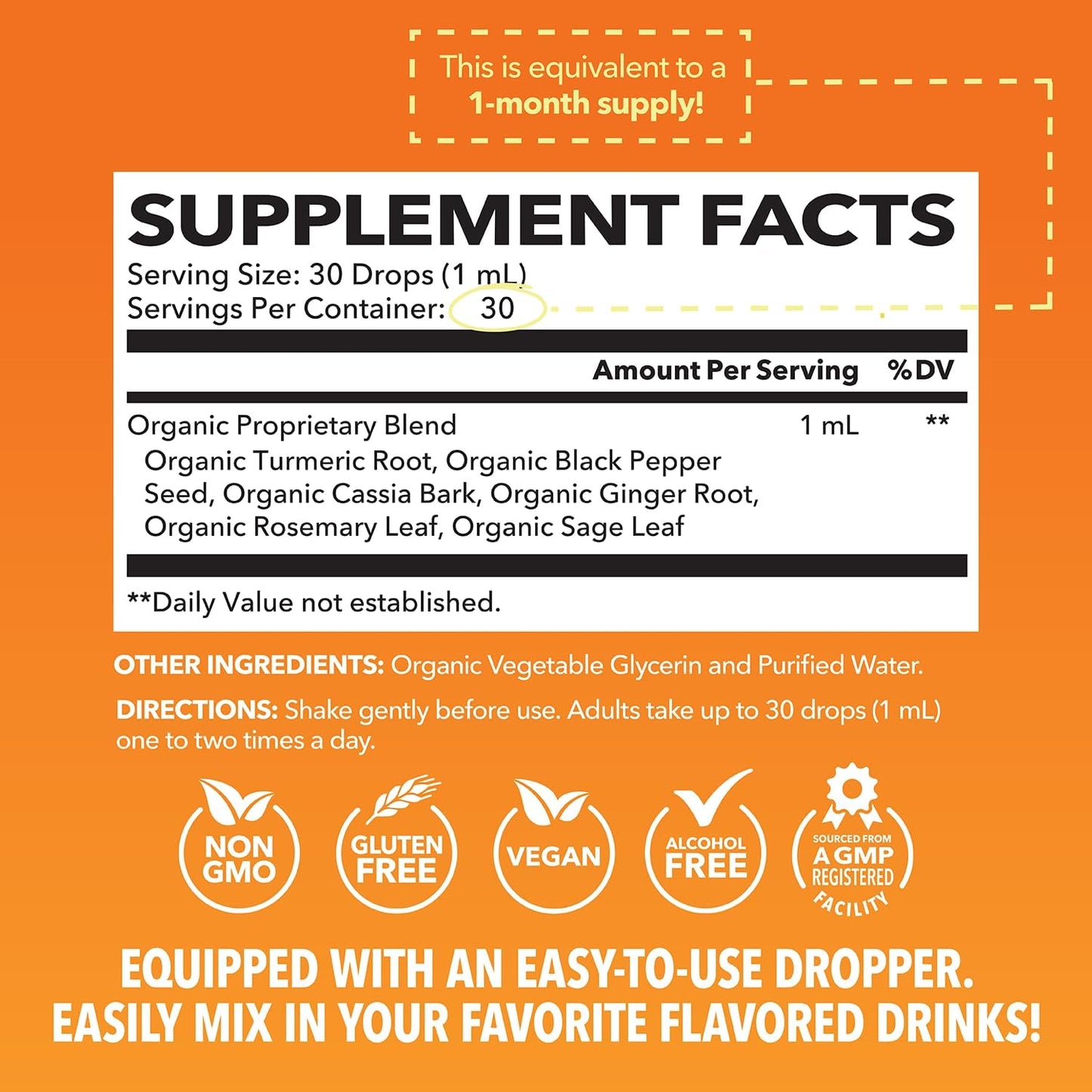 1500mg Black Seed Oil & Turmeric Liquid Drops for Joint, Digestive & Immune Support