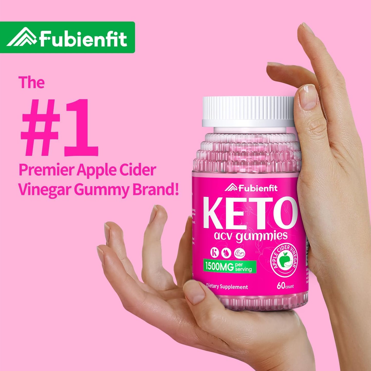 1500MG Fubienfit Keto ACV Gummies with Pomegranate Beet Juice Powder B12 - 60 Vegan Non GMO Gummies
