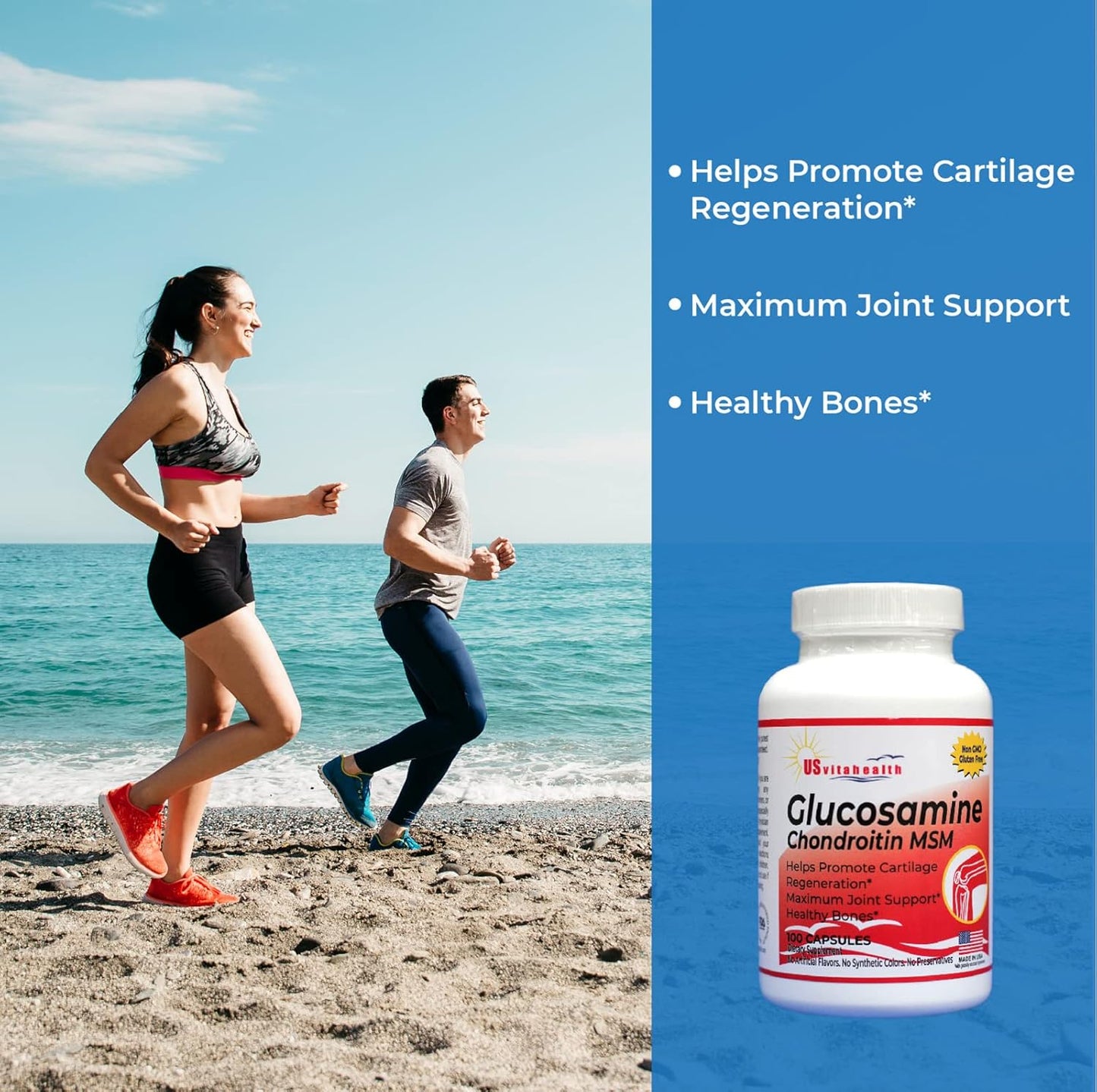 1500mg Glucosamine Chondroitin MSM for Joint & Bone Support - Non GMO & Gluten Free - 100 Count
