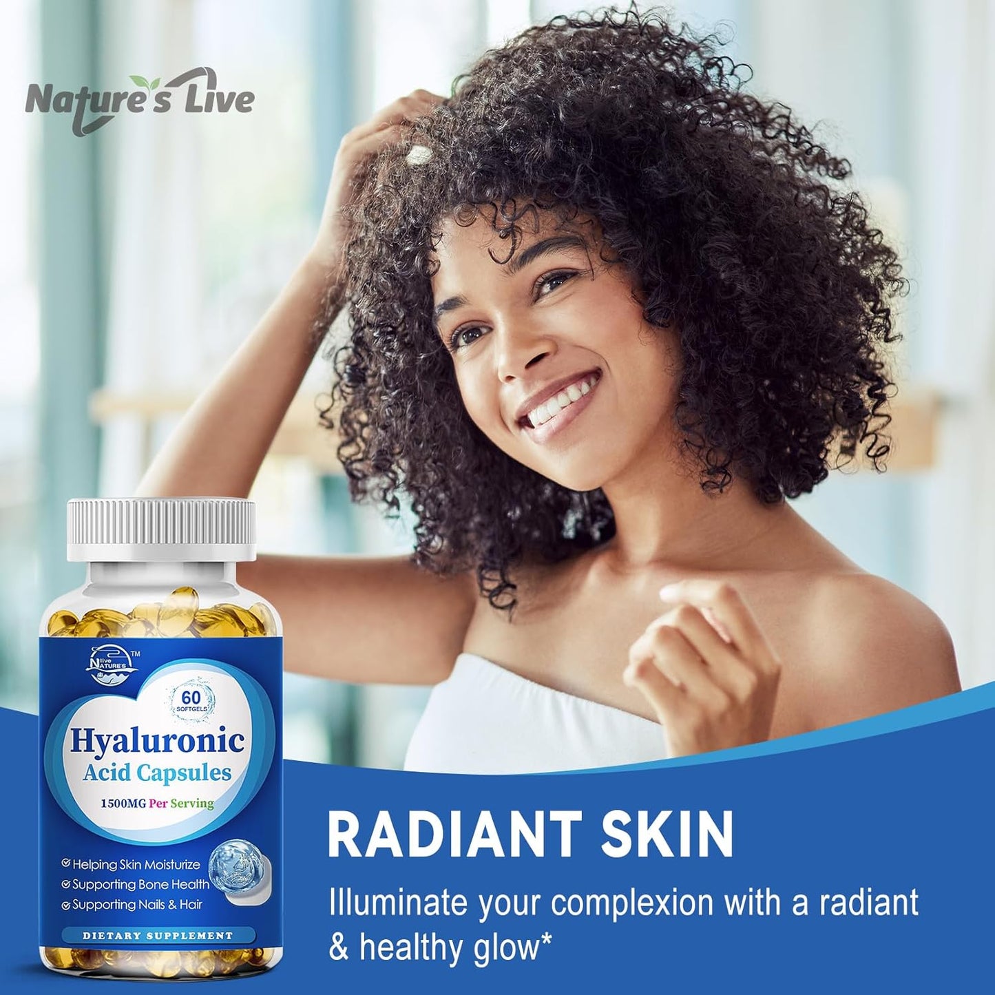 1500mg High Bioavailable Hyaluronic Acid Capsules for Skin, Joints, Hair & Nails - 180 Softgels, Triple Pack