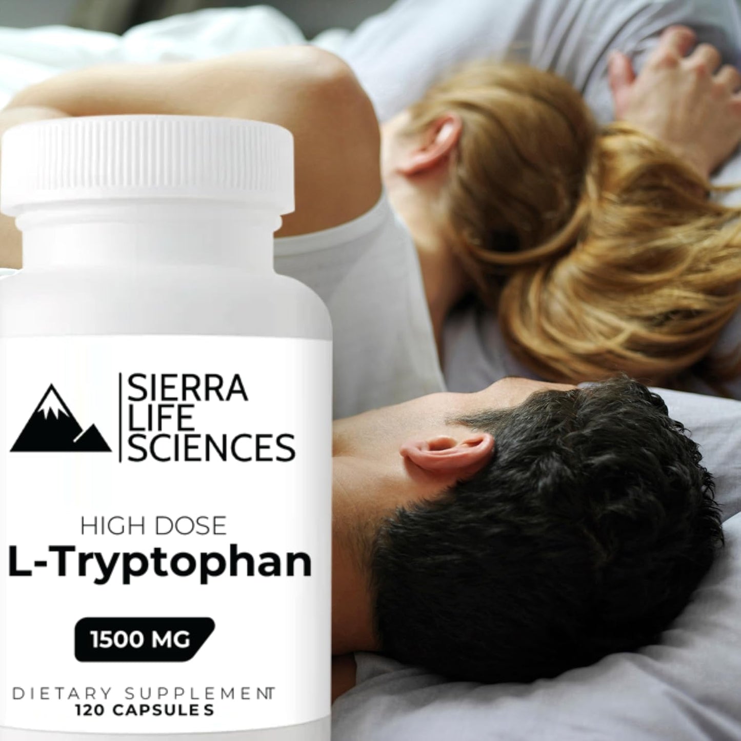 1500mg High Dose L-Tryptophan Capsules by Sierra Life Sciences - Gluten-Free & Non-GMO - 40 Servings