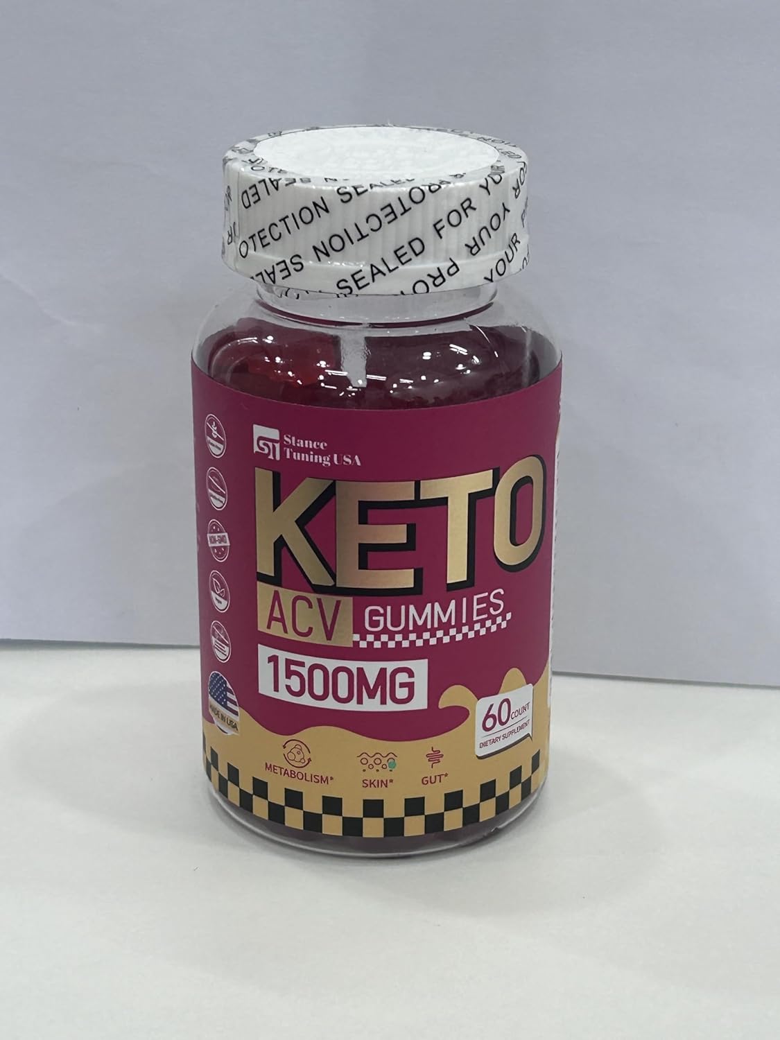 1500MG Keto Apple Cider Vinegar Gummies for Men and Women - Vegan & Non-GMO - 4 Pack