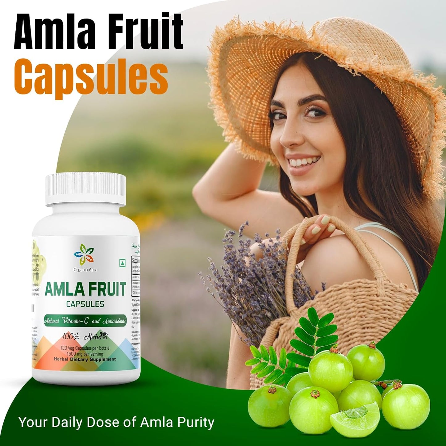 1500mg Organic Amla Capsules - 150 Veg Capsules for Immunity and Skin Glow