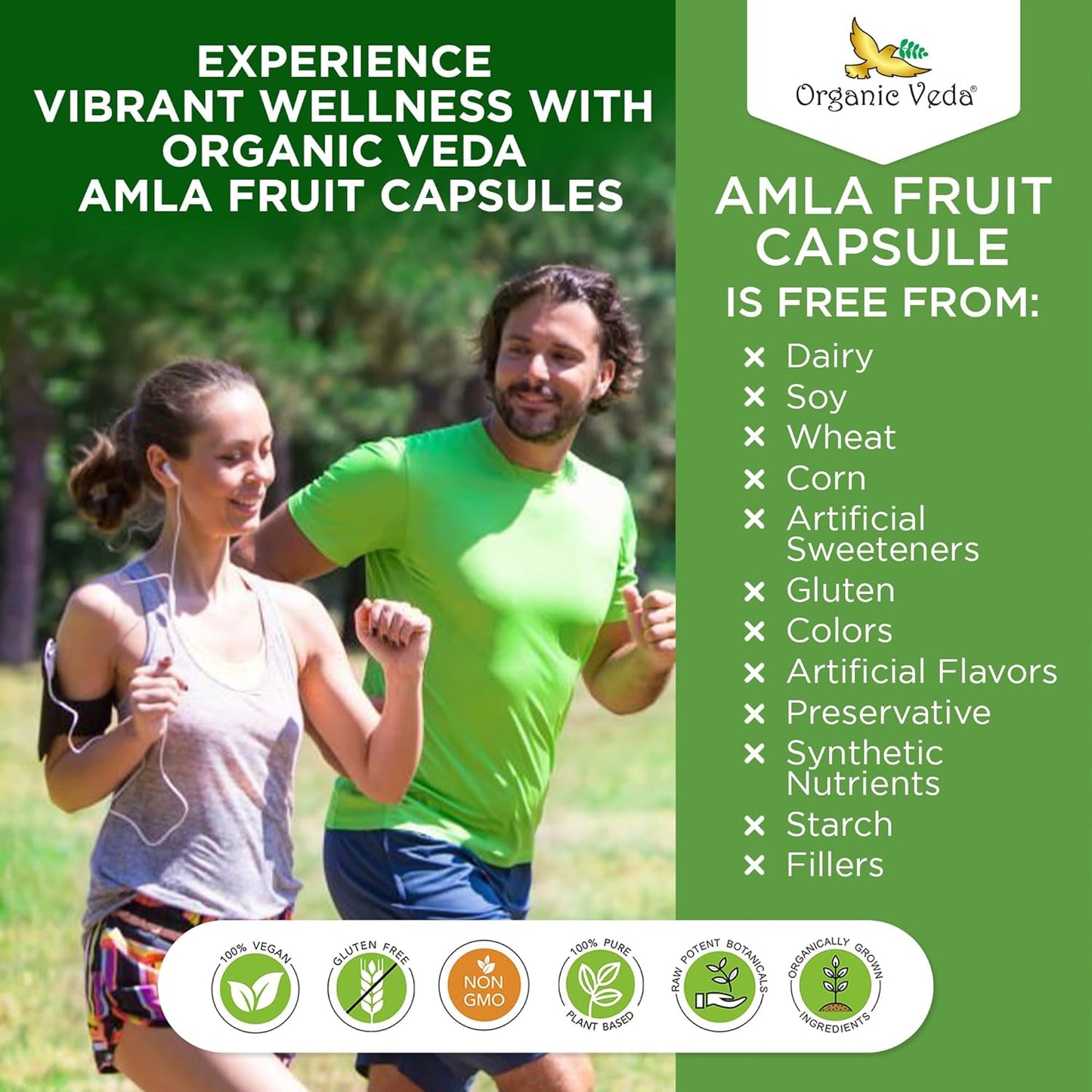 1500mg Organic Veda Amla Capsules - 300 Count Whole Fruit Amla Powder for Immunity, Skin Radiance - Vegan, Non GMO Raw Vitamin C Supplements