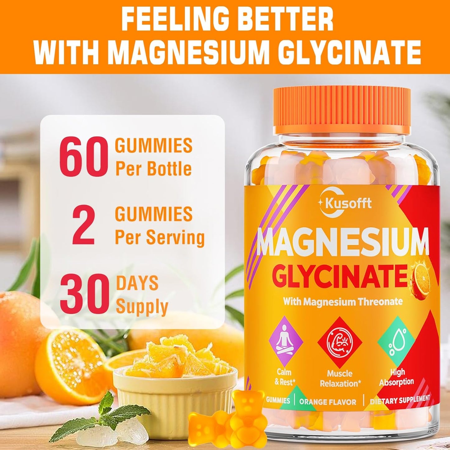 1500mg Sugar-Free Magnesium Gummies with I-Threonate & Ashwagandha - 480 Gummies for Adults
