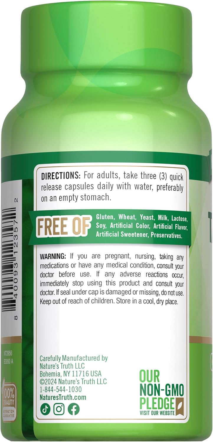 1500mg Taurine Supplement Capsules - Non-GMO & Gluten Free - 90 Count