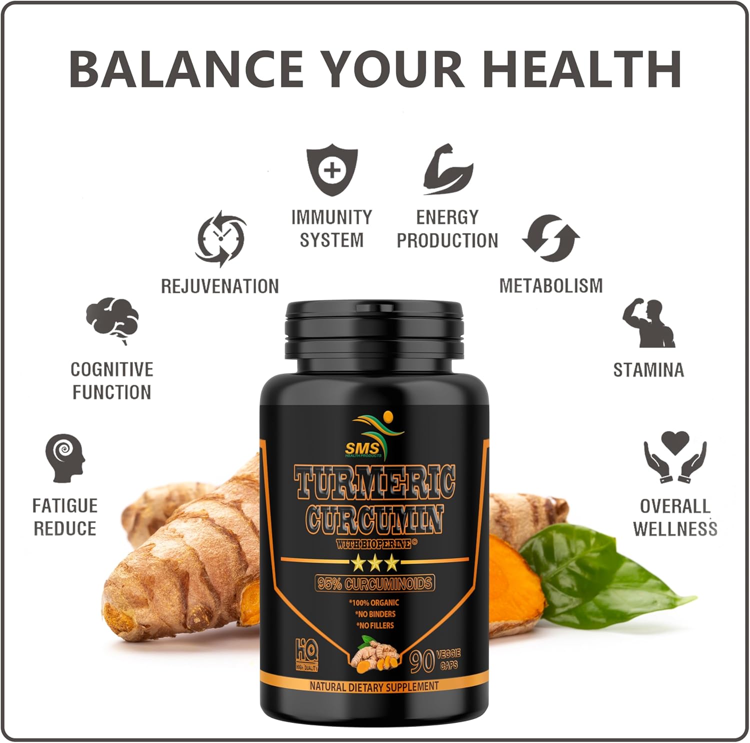 1,500mg Turmeric Curcumin with Black Pepper - 90 Veggie Capsules - 95% Standardized Curcuminoids & Bioperine - Non-GMO, Gluten Free Dietary Supplement