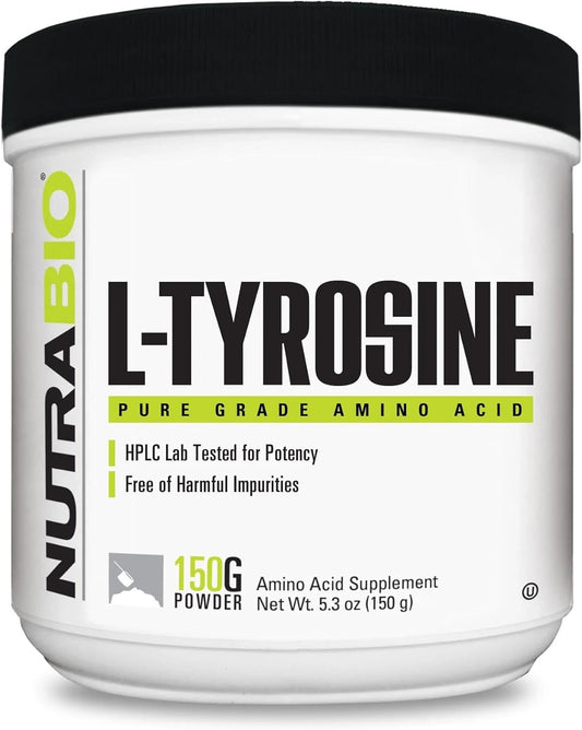 150g NutraBio L-Tyrosine Supplement for Enhanced Athletic Performance and Wellness Support