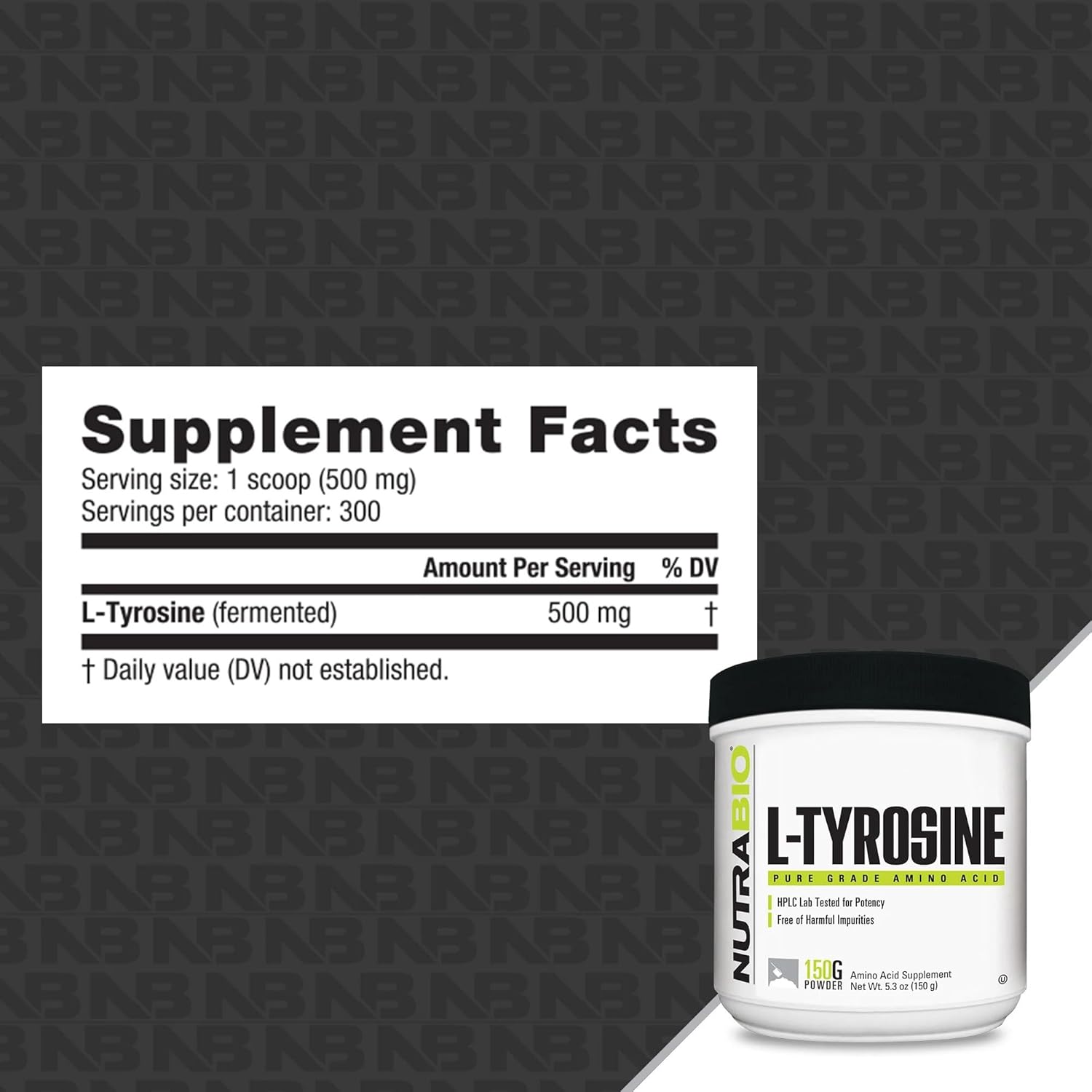 150g NutraBio L-Tyrosine Supplement for Enhanced Athletic Performance and Wellness Support