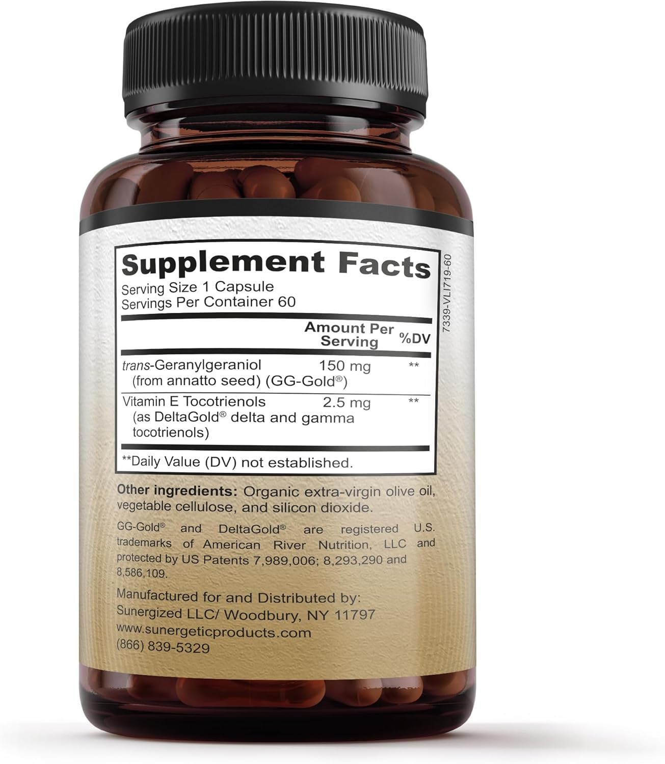 150mg Geranylgeraniol Supplement with DeltaGold Vitamin E Tocotrienols for Heart Health - 60 Capsules, Annatto Derived GG for Statin Users
