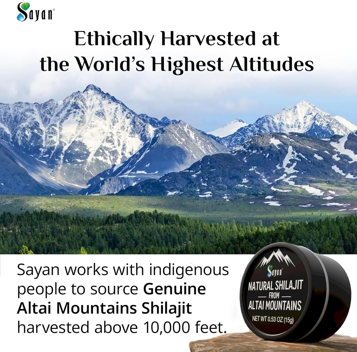15g Sayan Pure Authentic Altai Shilajit Resin - Organic Fulvic Acid Supplement for Immune System, Energy, Detox - 2 Month Supply