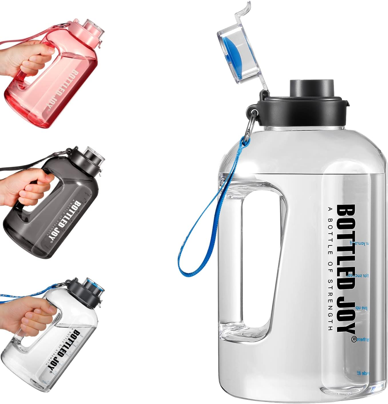 1.5L BPA-Free Sports Water Bottle with Time Markings - Leakproof, Reusable, Flip Top for Sports, Cycling, Camping