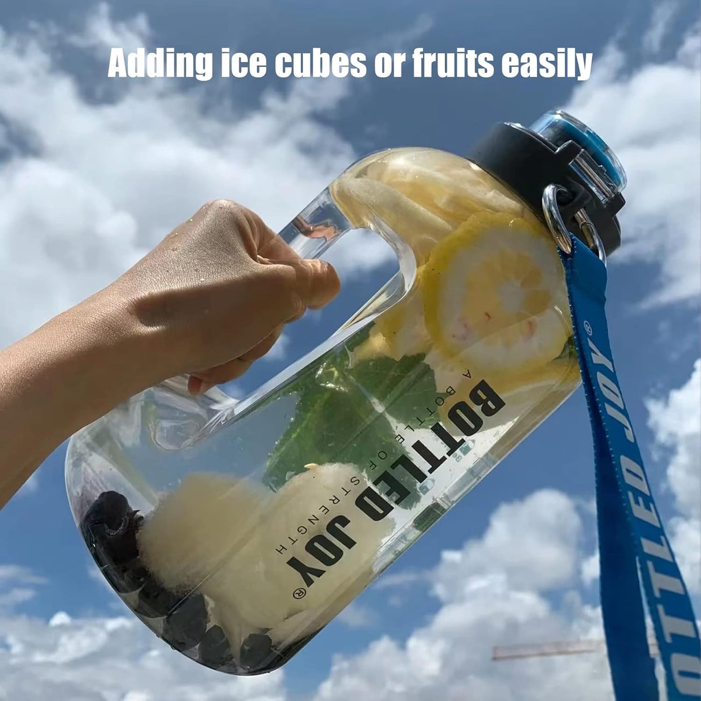 1.5L BPA-Free Sports Water Bottle with Time Markings - Leakproof, Reusable, Flip Top for Sports, Cycling, Camping