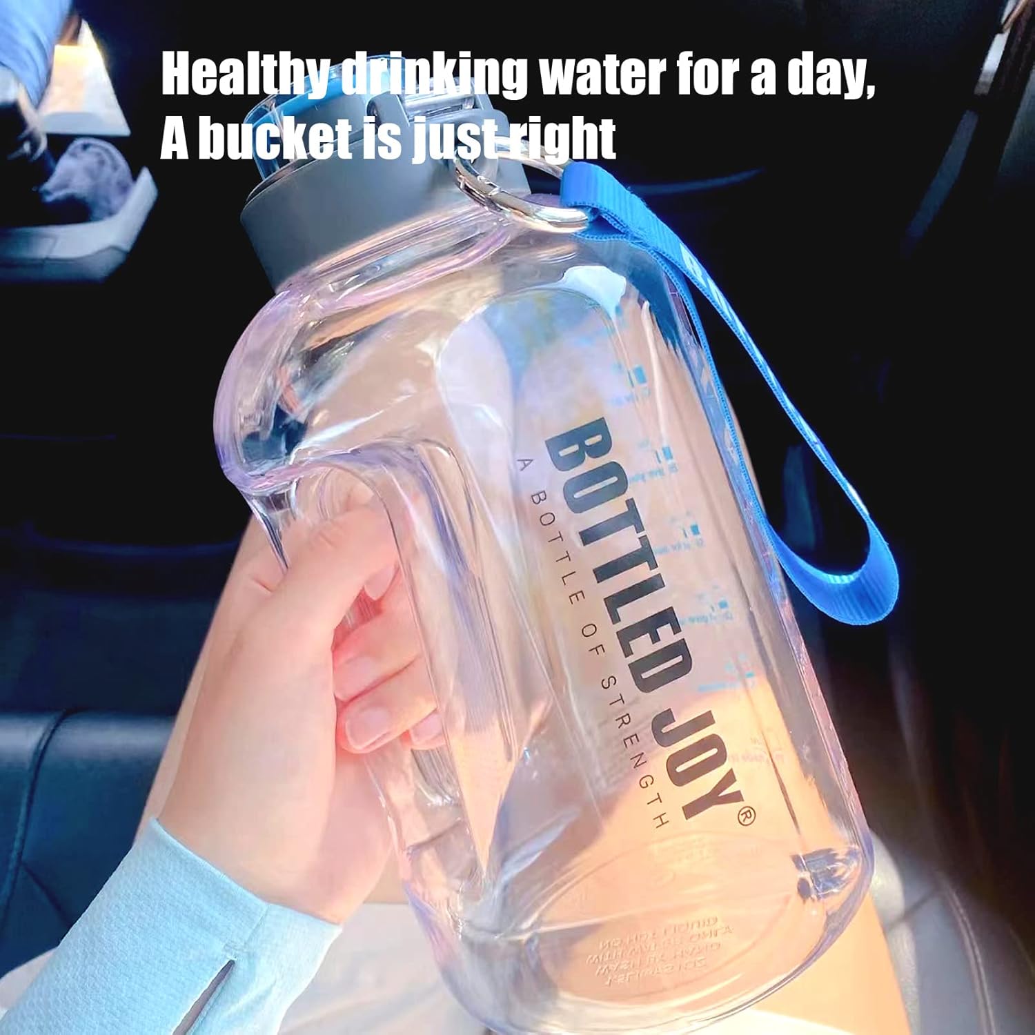 1.5L BPA-Free Sports Water Bottle with Time Markings - Leakproof, Reusable, Flip Top for Sports, Cycling, Camping