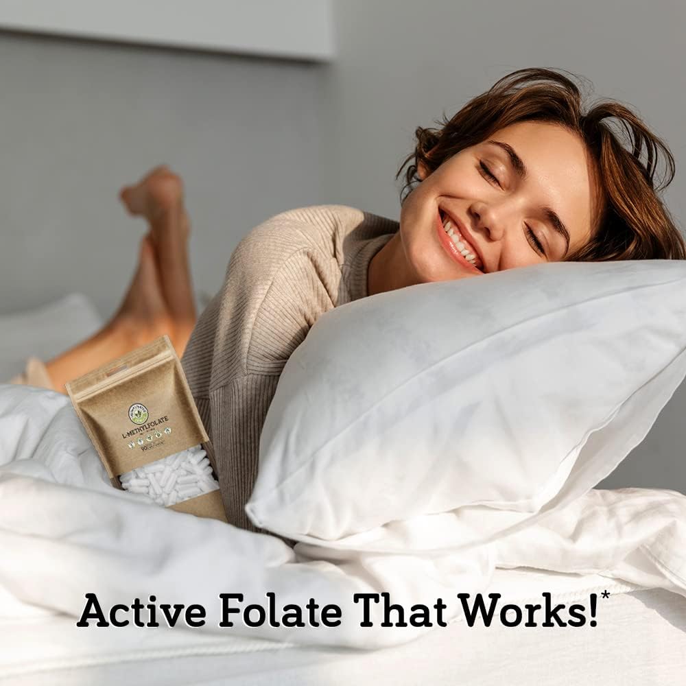 15mg L Methylfolate Supplement for Homocysteine Control - 90 Vegan Capsules - Folic Acid Vitamin - Eco-Friendly