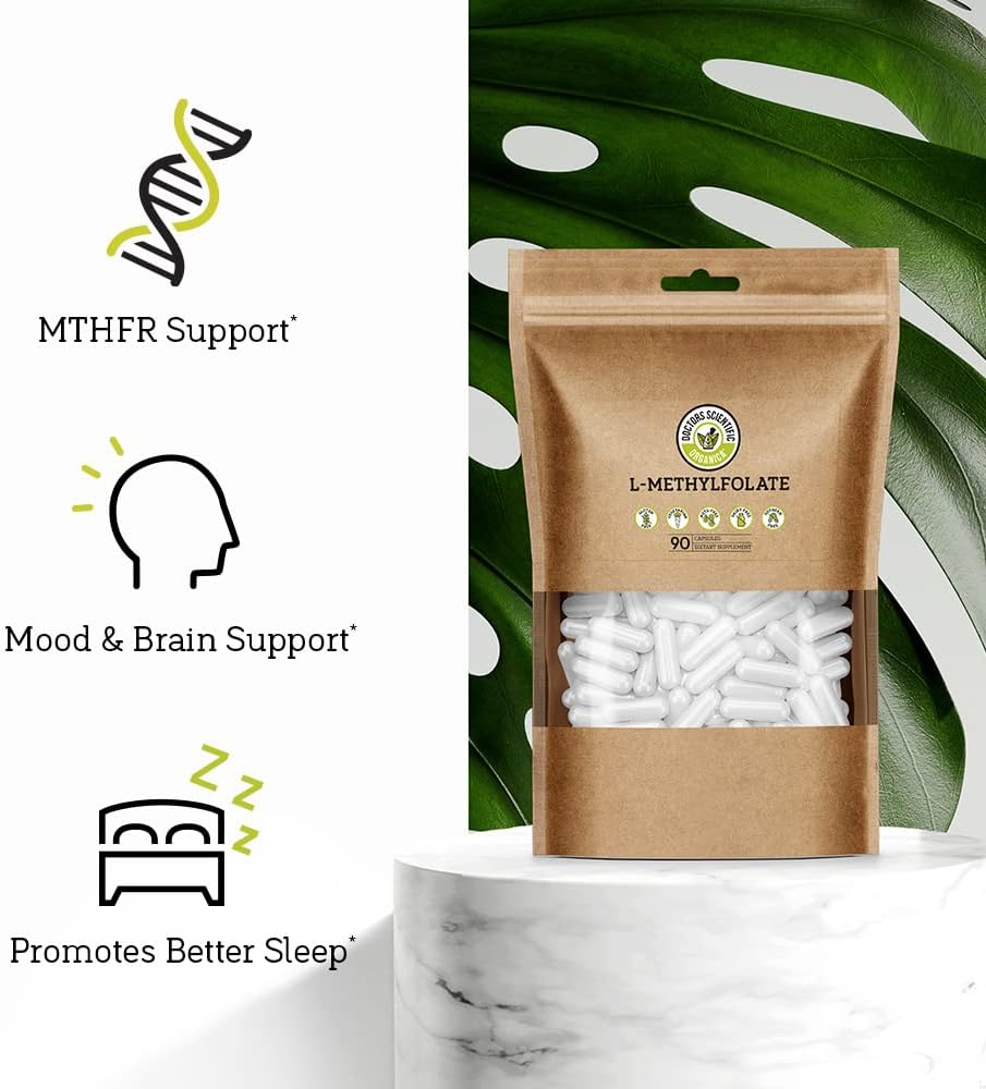 15mg L Methylfolate Supplement for Homocysteine Control - 90 Vegan Capsules - Folic Acid Vitamin - Eco-Friendly