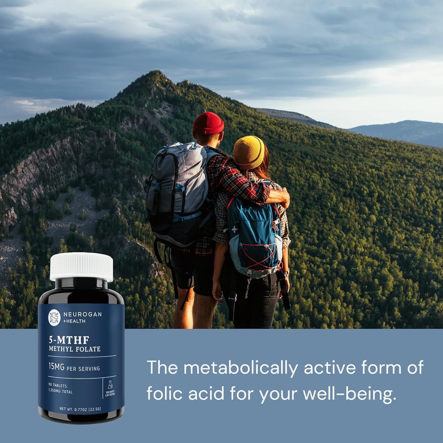 15mg Neurogan L-5-MTHF Methyl Folate Supplement - Vegan & Gluten-Free - USA Made, 90-Day Supply for Cognitive, Cardiovascular & Mood Health