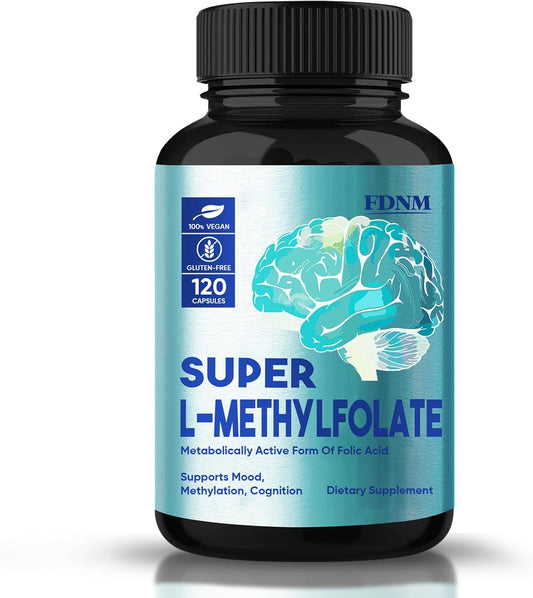 15mg Professional Strength L-Methylfolate Supplement for Mood & Nerve Support - Non-GMO, Gluten-Free Capsules - 120 Count