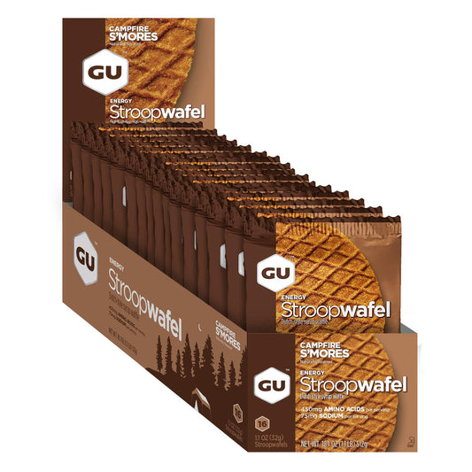 16-Count GU Energy Stroopwafel Campfire S'mores Sports Nutrition Waffles - Caffeine-Free and Kosher Dairy Energy Snack for Workouts