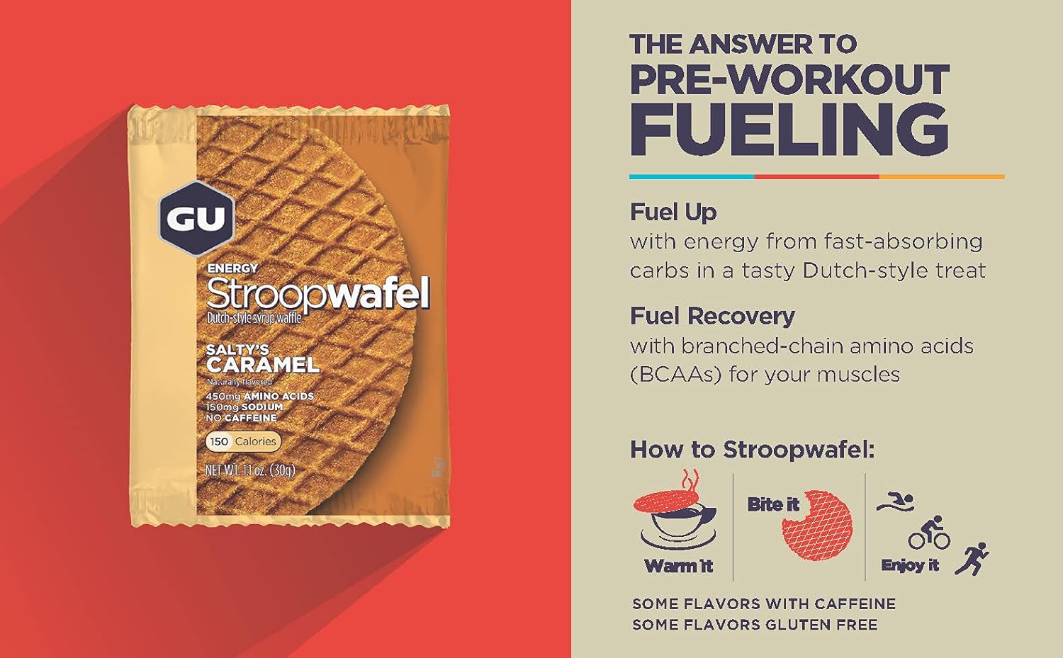 16-Count GU Energy Stroopwafel Caramel Coffee Waffles with Caffeine - Kosher Dairy - On-The-Go Nutrition for Workouts