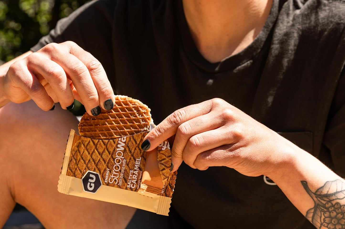 16-Count GU Energy Stroopwafel Salty's Caramel Sports Nutrition Waffles: Caffeine-Free, Kosher Dairy, On-the-Go Energy for Workouts