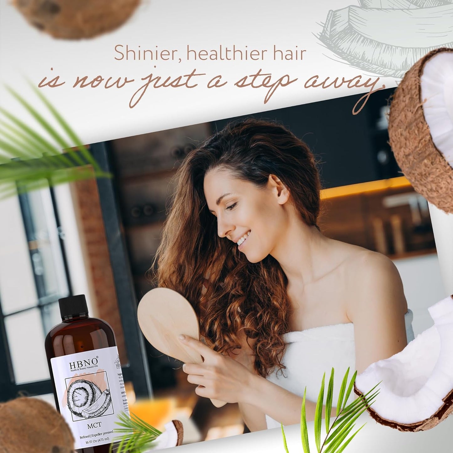 16 fl oz California Bottled Coconut MCT Oil - Cold Pressed, Natural Carrier Oil for Massage, Aromatherapy - Ideal for Face, Body, Lips, & Hair - Value Size