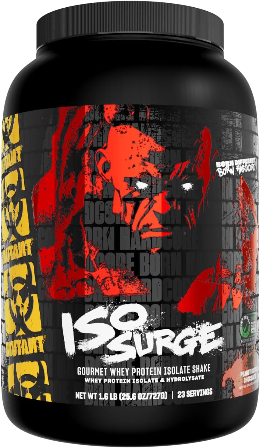 1.6 lb Mutant ISO Surge Whey Protein Isolate Powder - Fast-Acting Recovery for Muscle Growth & Strength (Peanut Butter Chocolate)
