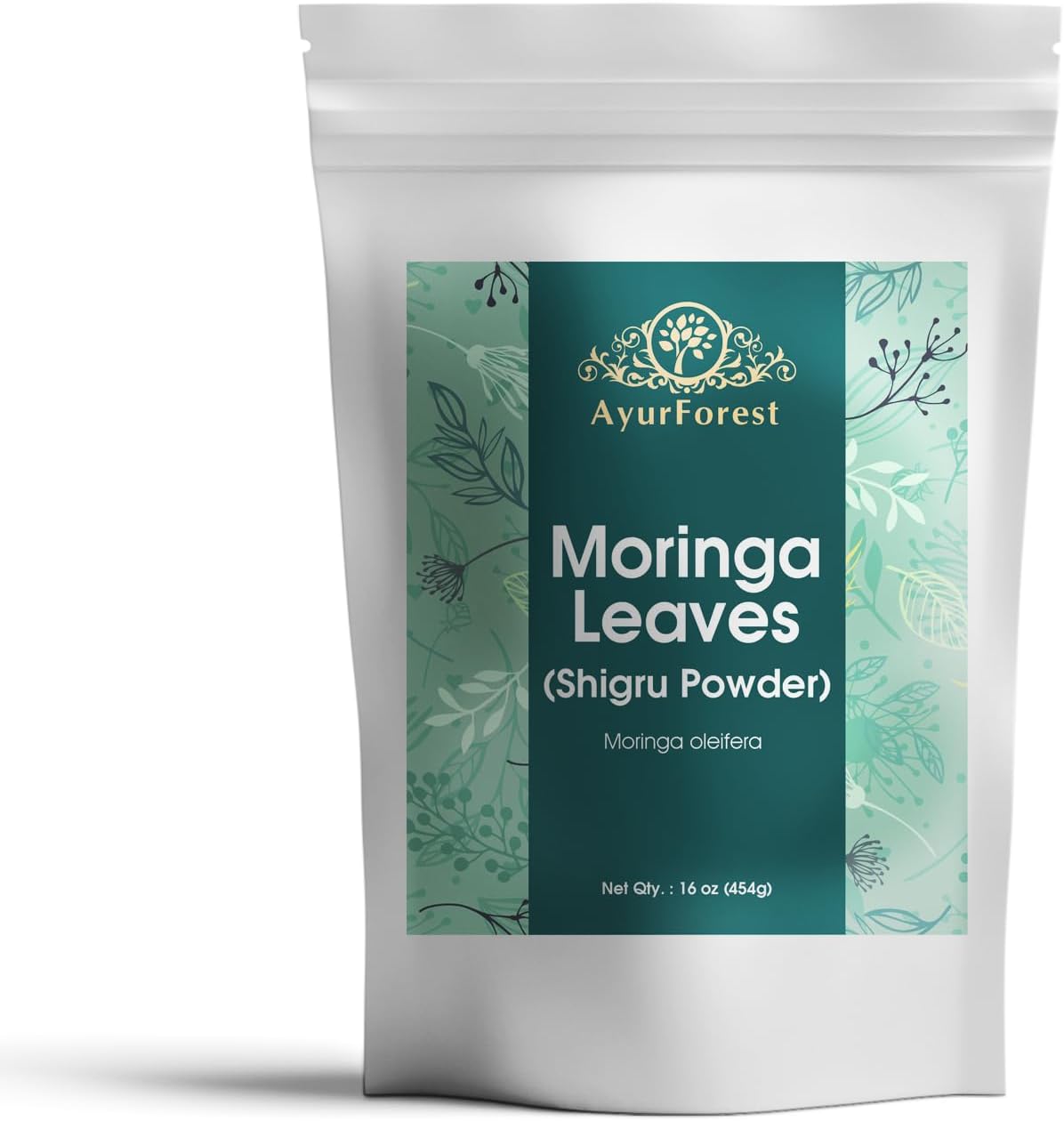16 Ounce AYURFOREST Moringa Oleifera Leaf Powder for Drinks and Smoothies
