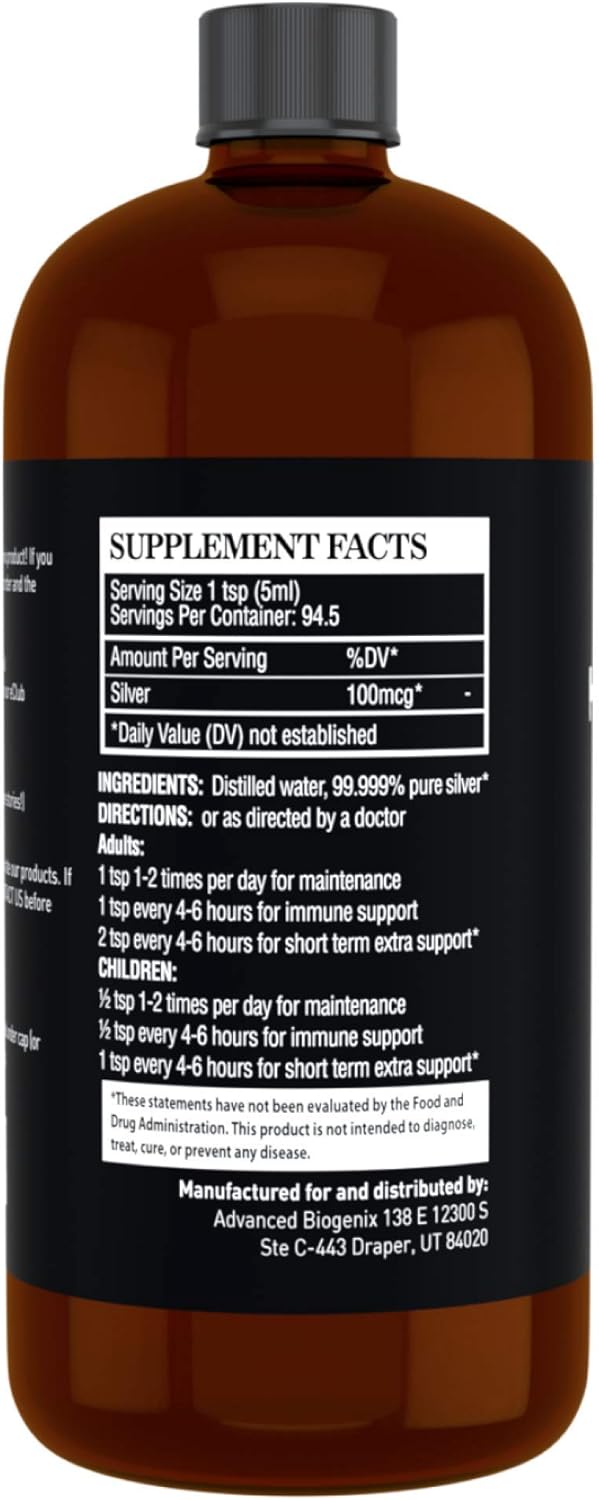 16 oz Advanced Bionetix Colloidal Silver Hydrosol - Pharmacist Recommended for a Healthy Immune System