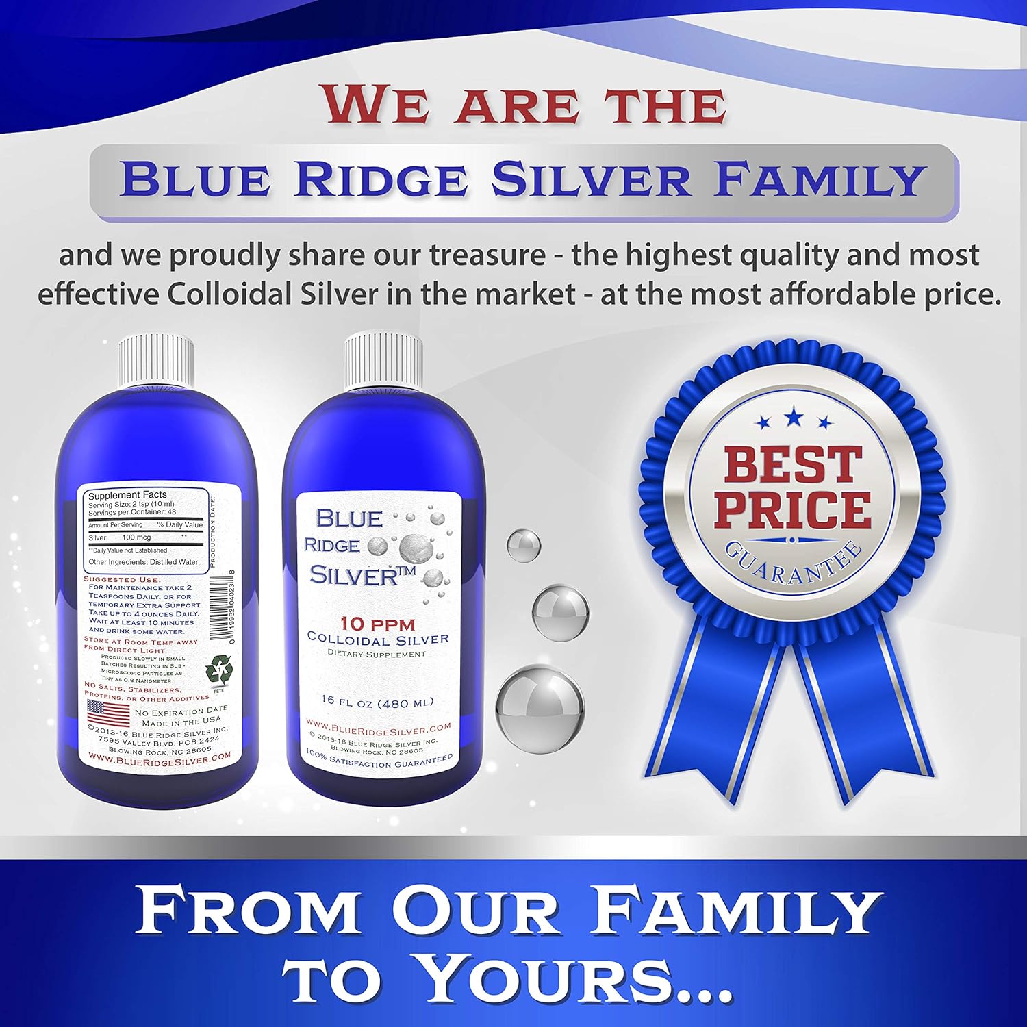 16 oz Blue Ridge Silver Colloidal Silver - 10 ppm Natural Immune Support Health Supplement - BoostGo Australia
