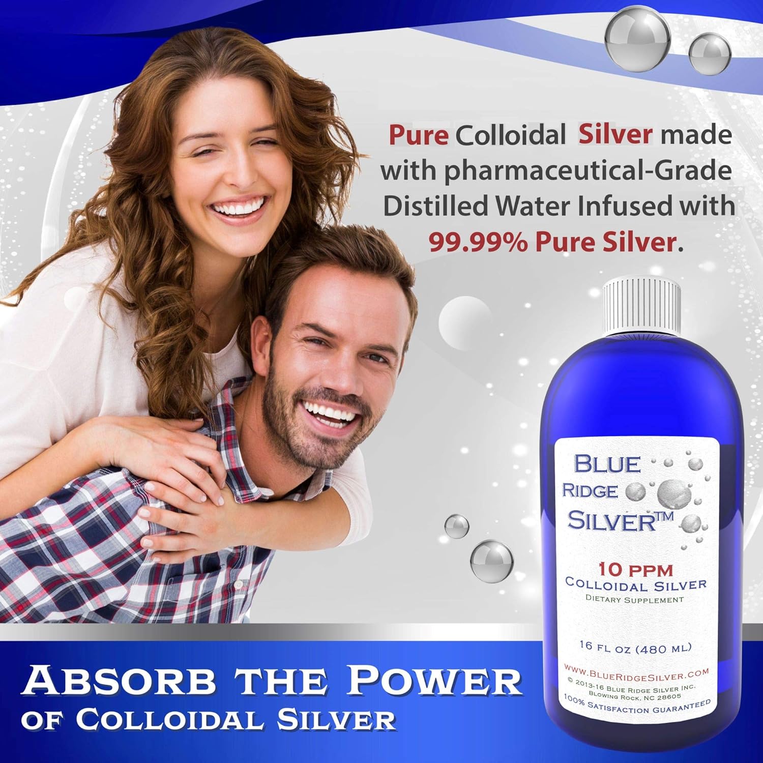 16 oz Blue Ridge Silver Colloidal Silver - 10 ppm Natural Immune Support Health Supplement - BoostGo Australia