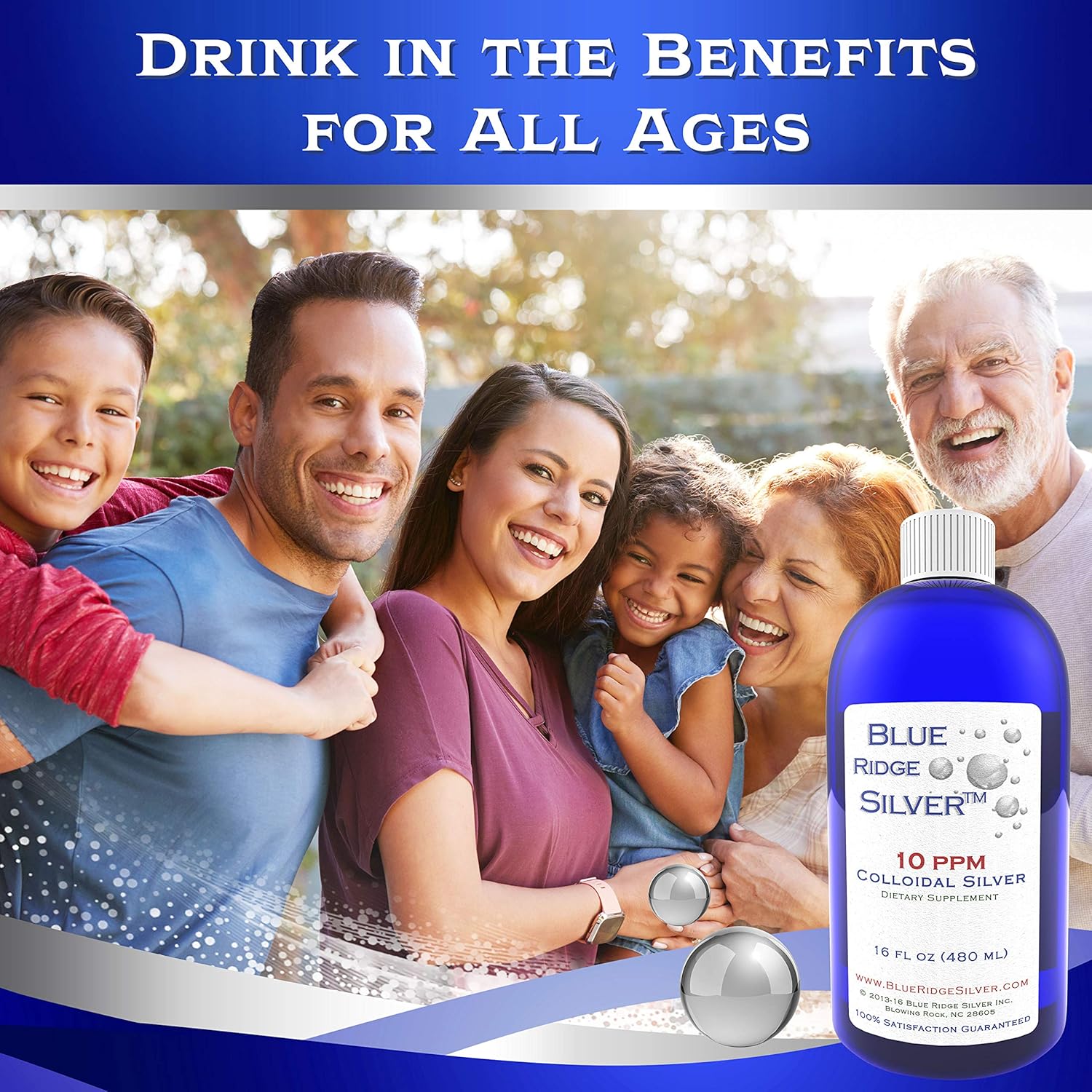 16 oz Blue Ridge Silver Colloidal Silver - 10 ppm Natural Immune Support Health Supplement - BoostGo Australia