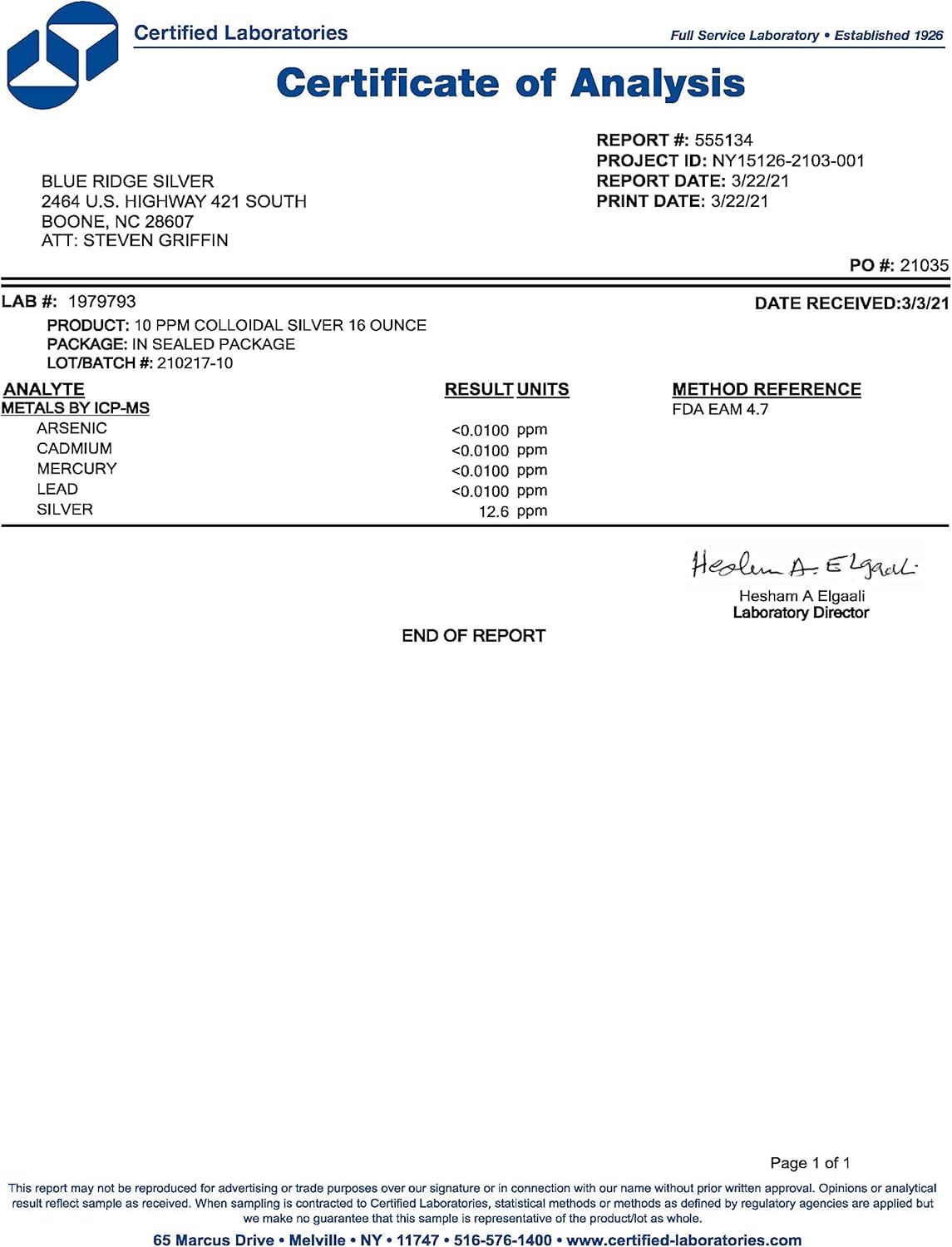 16 oz Blue Ridge Silver Colloidal Silver - 10 ppm Natural Immune Support Health Supplement - BoostGo Australia