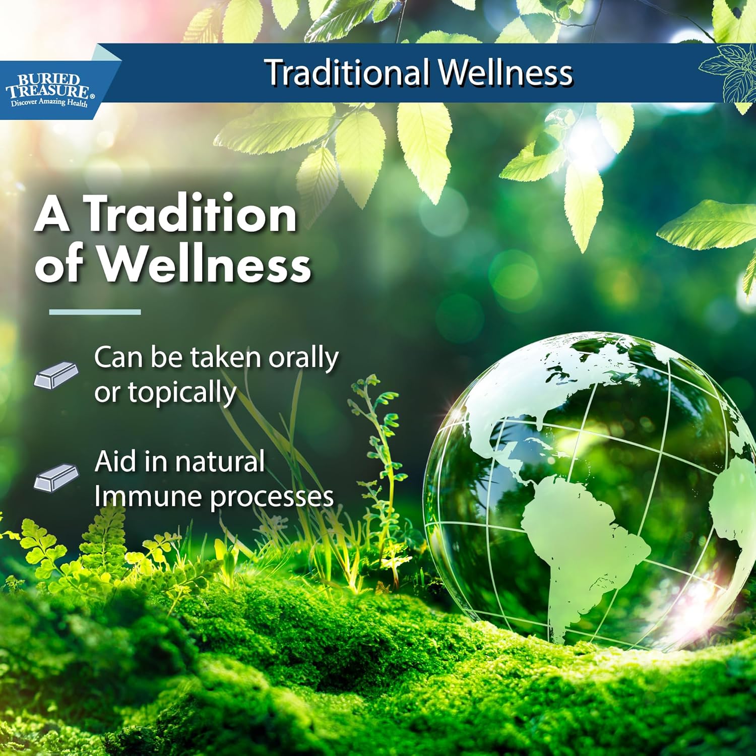 16 oz. Buried Treasure Purified Silver Liquid: Non-Accumulative Nano Silver Spray & Dietary Immune Supplement - 30 PPM, 96 Servings