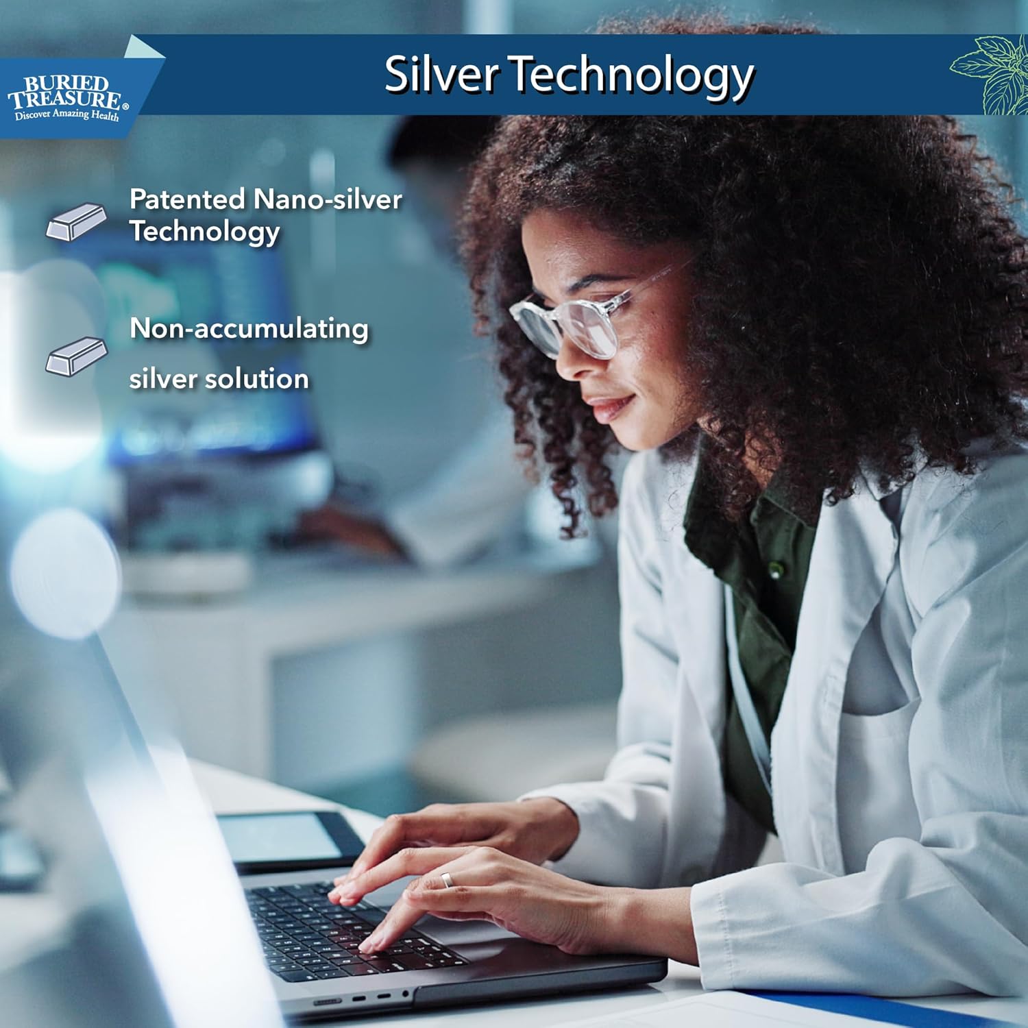 16 oz. Buried Treasure Purified Silver Liquid: Non-Accumulative Nano Silver Spray & Dietary Immune Supplement - 30 PPM, 96 Servings