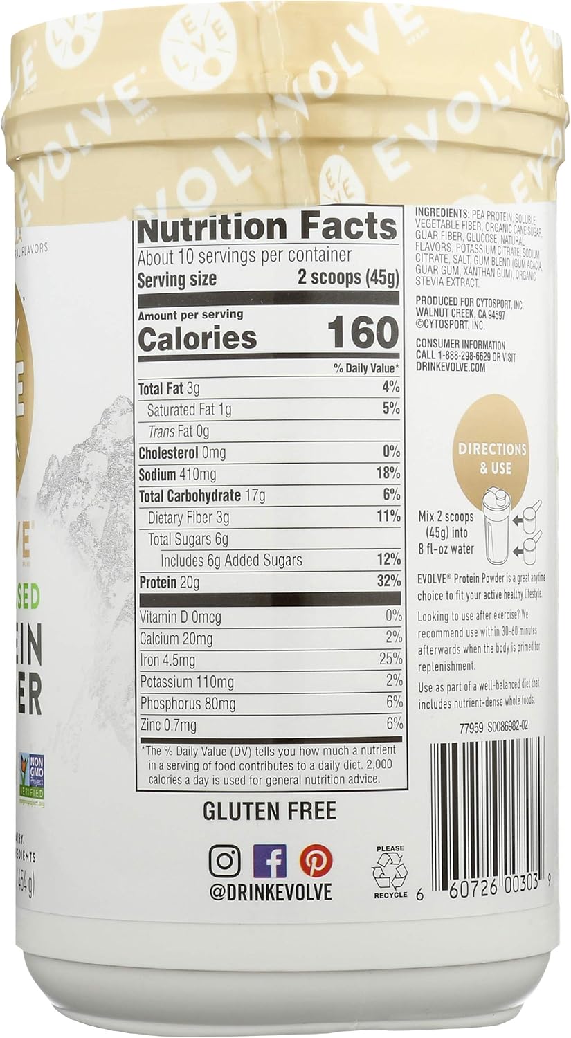 16 OZ EVOLVE Ideal Vanilla Protein Powder - Plant-Based Protein Supplement