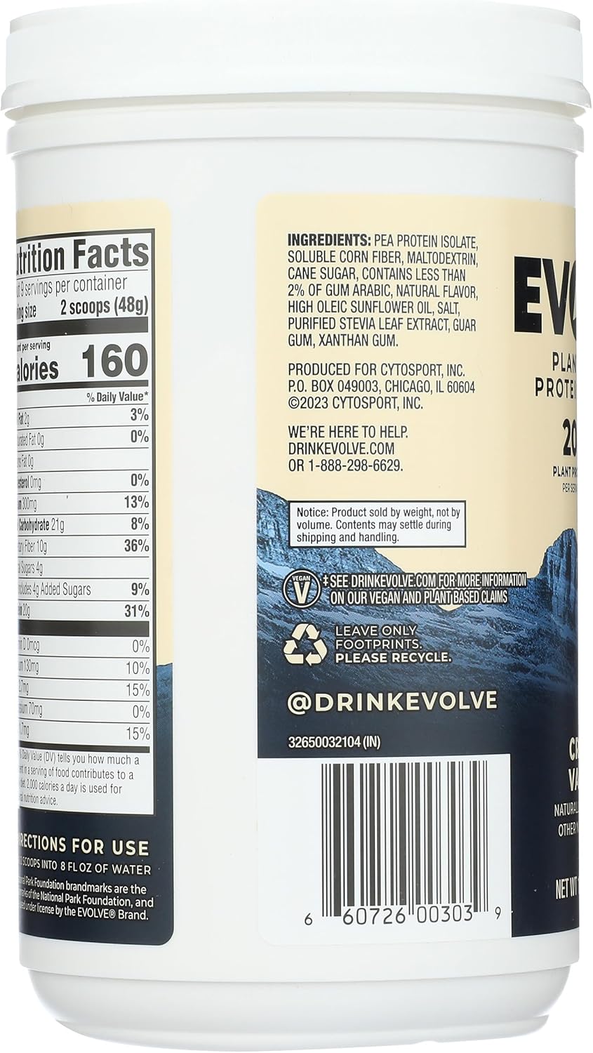 16 OZ EVOLVE Ideal Vanilla Protein Powder - Plant-Based Protein Supplement
