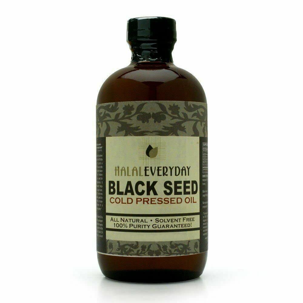 16 oz HalalEveryDay Black Seed Oil - Pure, Cold-Pressed, Unfiltered, Raw Nigella Sativa in Glass Bottle - Non-GMO, Vegan, Hexane-Free