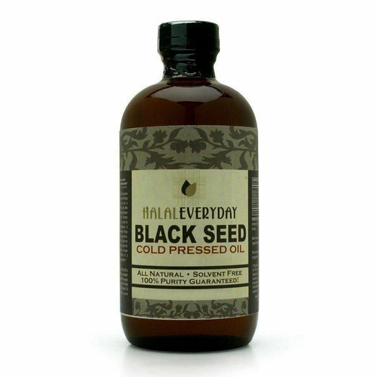 16 oz HalalEveryDay Black Seed Oil - Pure, Cold-Pressed, Unfiltered, Raw Nigella Sativa in Glass Bottle - Non-GMO, Vegan, Hexane-Free