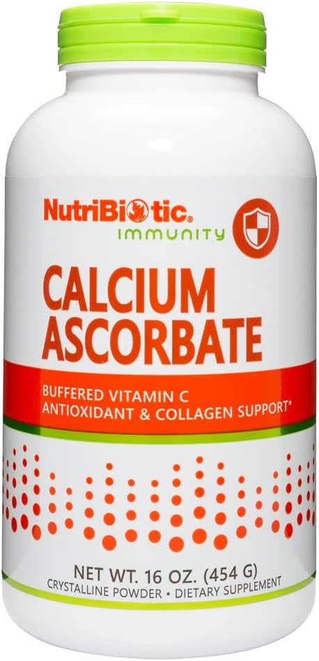 16 Oz NutriBiotic Calcium Ascorbate Vitamin C Powder - Antioxidant & Collagen Supplement, Non-Acidic Buffered with Calcium for Easy Digestion - Gluten & GMO Free
