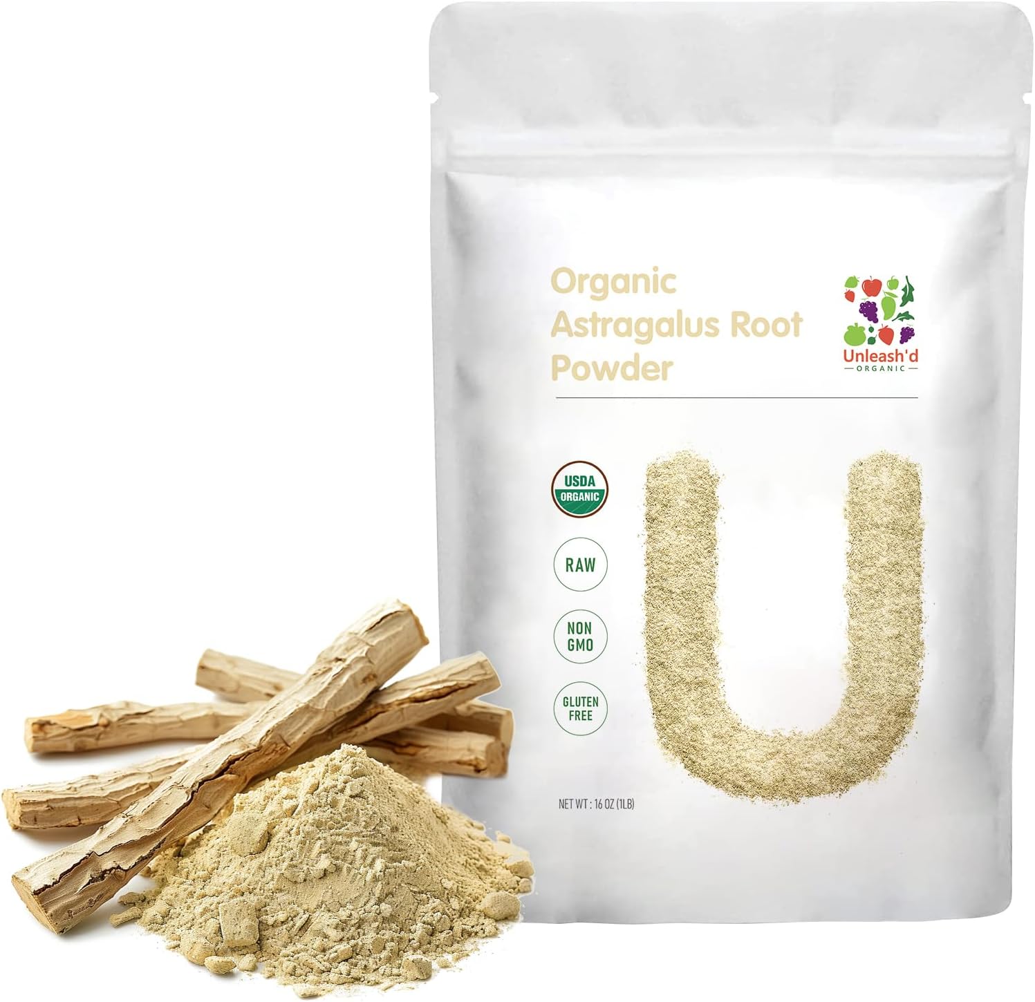 16 oz Organic Astragalus Root Powder - 100% Pure Natural Immune Support for Wellness, Raw & Non-GMO