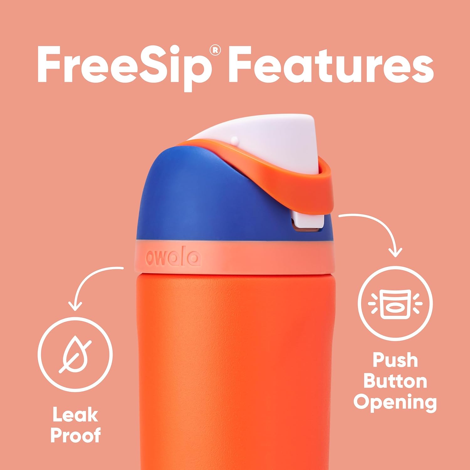 16 oz Owala Kids FreeSip Insulated Stainless Steel Water Bottle with Straw - BPA-Free, Blue Citrus - Ideal for Sports, Travel, School
