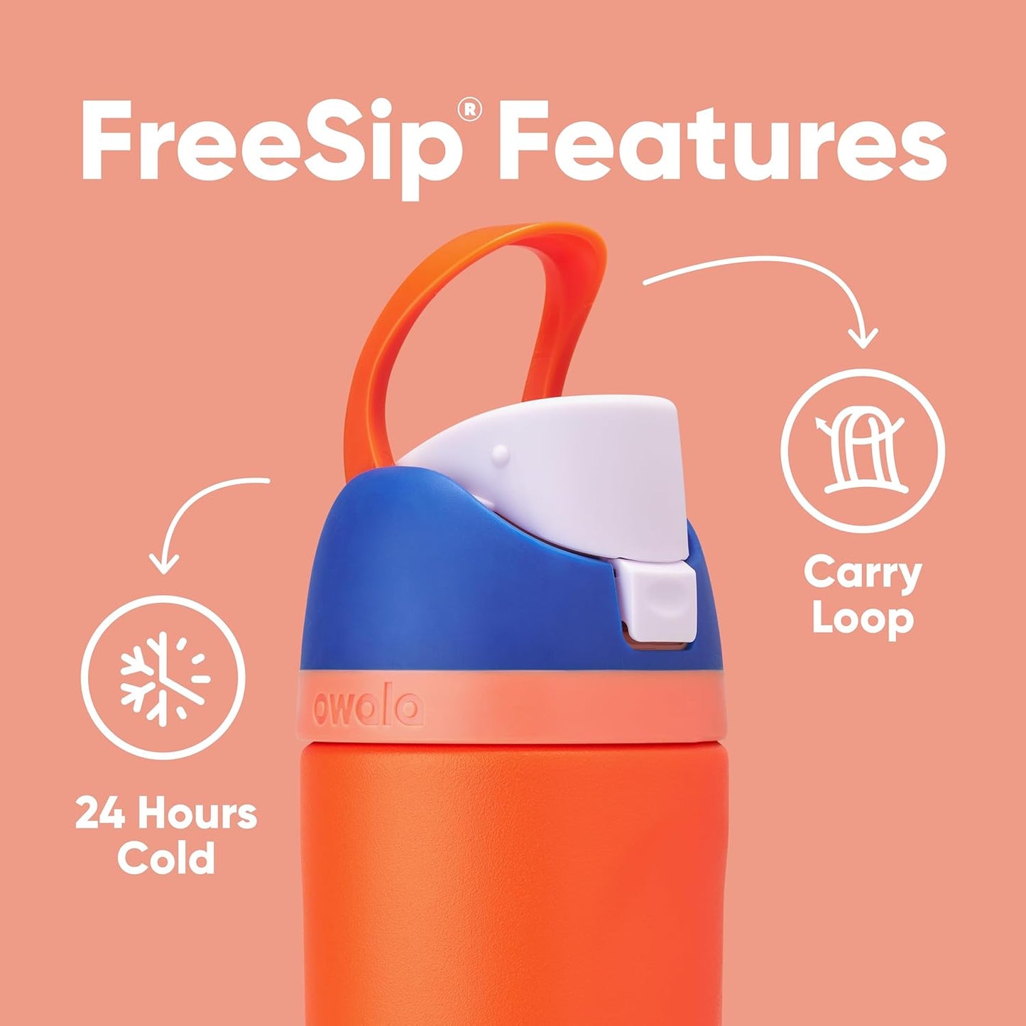 16 oz Owala Kids FreeSip Insulated Stainless Steel Water Bottle with Straw - BPA-Free, Blue Citrus - Ideal for Sports, Travel, School