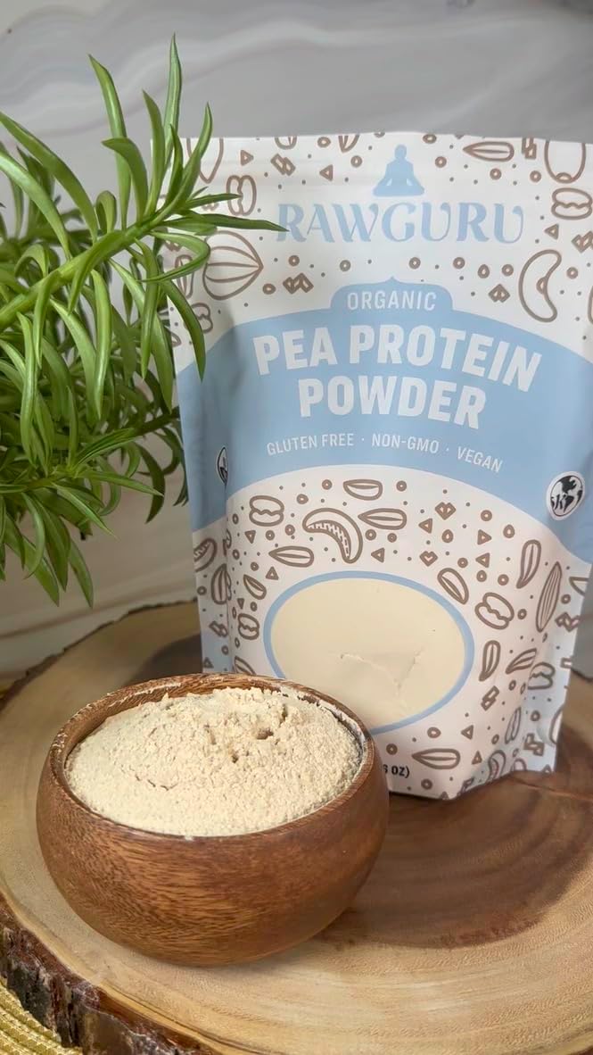 16 oz RawGuru Organic Pea Protein Powder - USDA Organic, Gluten Free, Non-GMO, Vegan Plant Protein